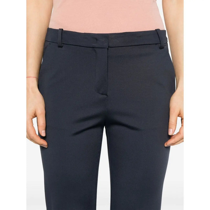 Pinko Damen-Slim-Hose aus blauem Viskose mit dunkelblauem, tailliertem, geradem Bein und strukturiertem Bund