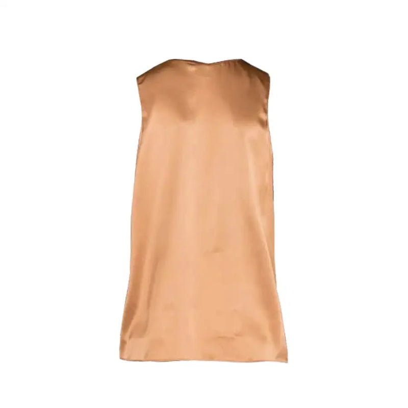 Pinko braunes, ärmelloses Tanktop mit V-Ausschnitt top in Kupfersatin