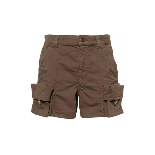 Pinko Braune Cargo-Shorts aus Baumwolle für Damen mit mehreren Reißverschlusstaschen und Knopfverschluss in schlichtem Design