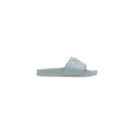 Hellgraue Pantolette mit dezentem, geprägtem Logo auf dem Riemen pinko Grüne PVC-Slipper für Damen mit offener Zehenpartie