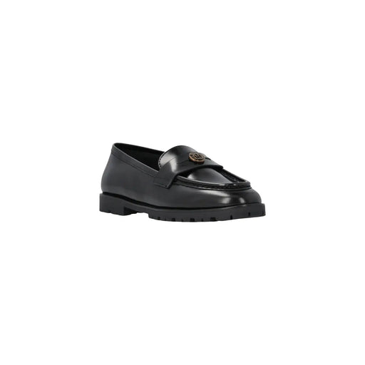 Pinko Schwarze Damen-Lederslipper mit goldfarbenem Logo-Emblem am Riemen für einen klassischen Stil