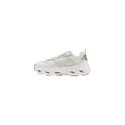 Pinko women leather sneakers white lace up casual with white and metallic gold chunky cushioned sole