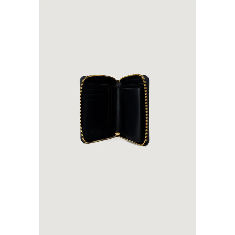 Pinko Schwarze Damen-Geldbörse aus Leder mit goldfarbenem Reißverschluss und Innenfächern (10 x 12 x 2,5 cm)