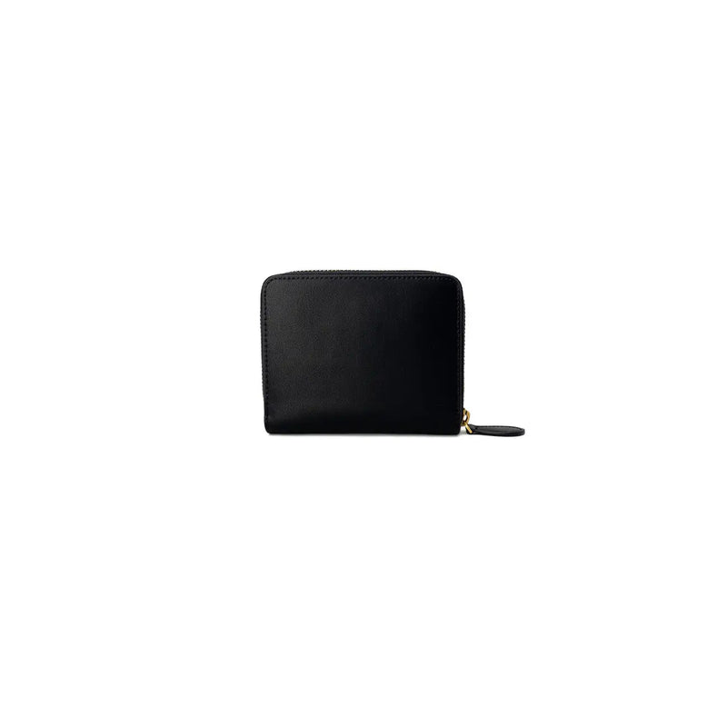Pinko Schwarze Damen-Geldbörse aus Leder mit Reißverschluss, dezenter Struktur und goldfarbenem Reißverschlussanhänger, Maße: 10 x 12 x 2,5 cm