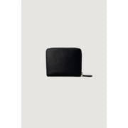 Pinko Schwarze Damen-Geldbörse aus Leder mit goldfarbenem Reißverschlussanhänger, Maße: 10 x 12 x 2,5 cm