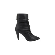 Pinko women black rubber ankle boot with pointed toe and high stiletto heel in black leather material