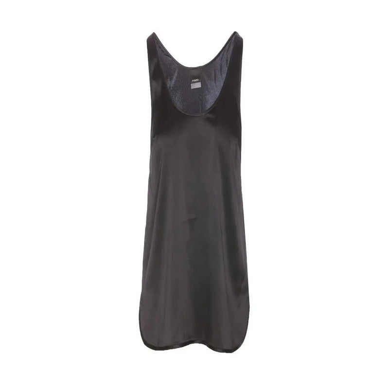 Pinko Frauenpanzer top Schwarze Seidenträger, elegante Satin-Tankkleid-Silhouette und dezenter Glanz, Größe S