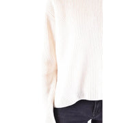 Pinko Damen-Rollkragenpullover aus Wolle und Kaschmir, weiß-cremefarben, gerippt, mit weichem Strukturmuster