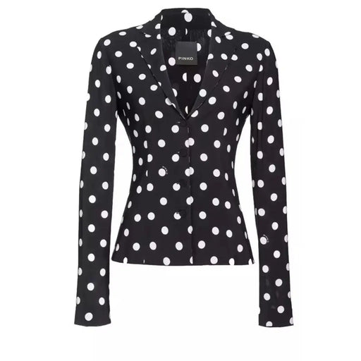 Pinko Schwarzer Damenblazer aus Viskose mit weißen Punkten und klassischer, taillierter Silhouette