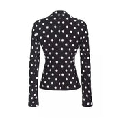 Pinko women viscose blazer in black with white polka dots featuring a tailored fit and long sleeves