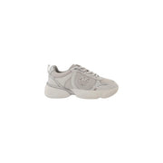 Pinko women white leather slip on sneakers featuring light gray chunky design with subtle metallic logo on the side