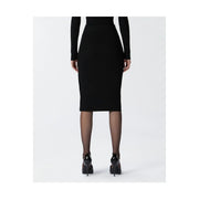 Black fitted midi wool skirt by pinko designed for winter apparel in a sleek and elegant style