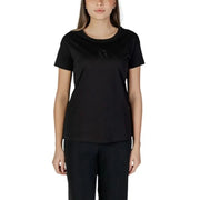 Plain black crew neck short sleeve t-shirt from Armani Exchange Women’s collection