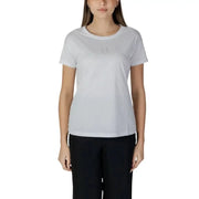 Plain white crew neck short sleeve t-shirt from Armani Exchange Women’s collection