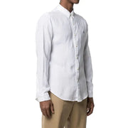 Men’s white linen long sleeve button-up shirt with collar from Polo Ralph Lauren