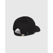 Psycho Bunny Herren-Baseballkappe aus schwarzer Baumwolle mit verstellbarem Riemen und silberfarbener Metallschnalle (Rückansicht)