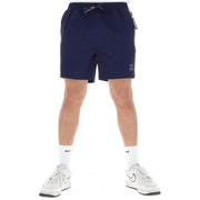 Marineblaue Psycho Bunny Herren-Badeshorts aus Polyester mit Kordelzugbund, Taschen und weißem Logo am Unterschenkel