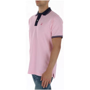 Pinkes Psycho-Bunny-Herren-Poloshirt mit marineblauem Kragen und Ärmelbündchen aus kurzärmeliger Baumwolle, mt0100120