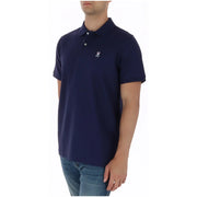 Navy blue psycho bunny men polo short sleeve shirt with white embroidered rabbit logo made of cotton B6K001CRPC