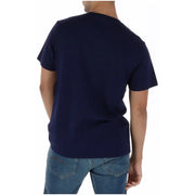 Psycho Bunny Herren-T-Shirt, blau bedruckt, marineblau, kurzärmelig, aus Baumwolle, Rundhalsausschnitt, Freizeitkleidung