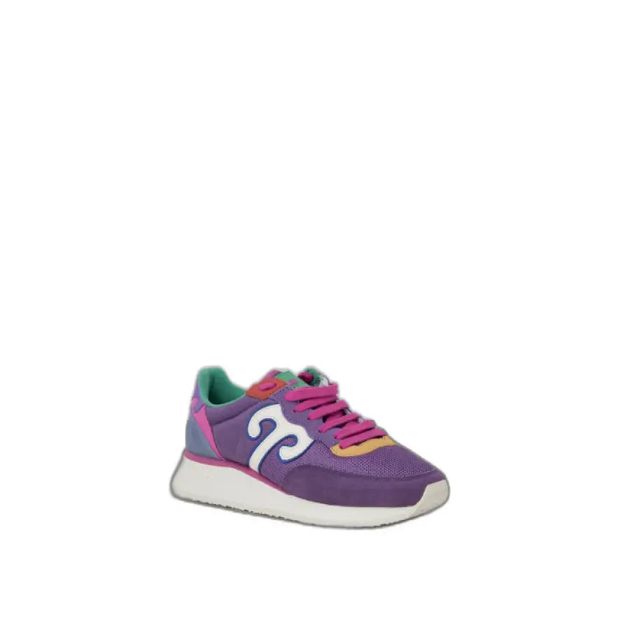 
                      
                        Wushu Wushu women’s sneakers in purple and green with white sole
                      
                    