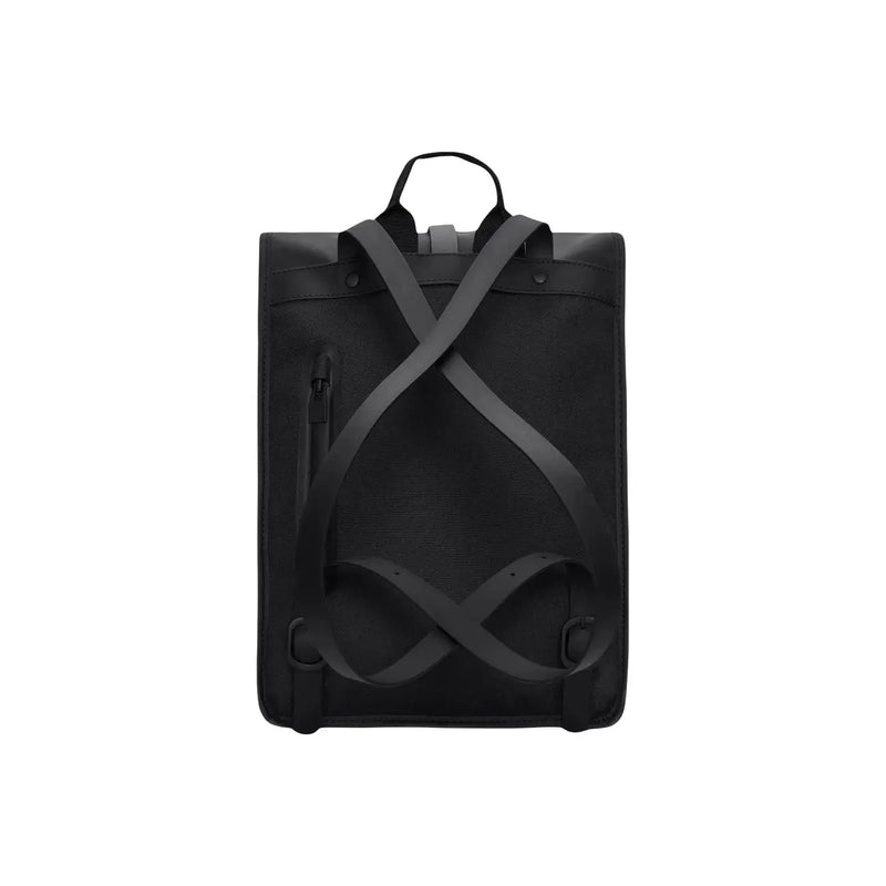 Rains Herren-Mini-Rucksack, schwarz, mit elegantem Kreuzgurt-Design, matter Oberfläche und Reißverschlusstaschen (B 10 x H 40 x L 10 cm)