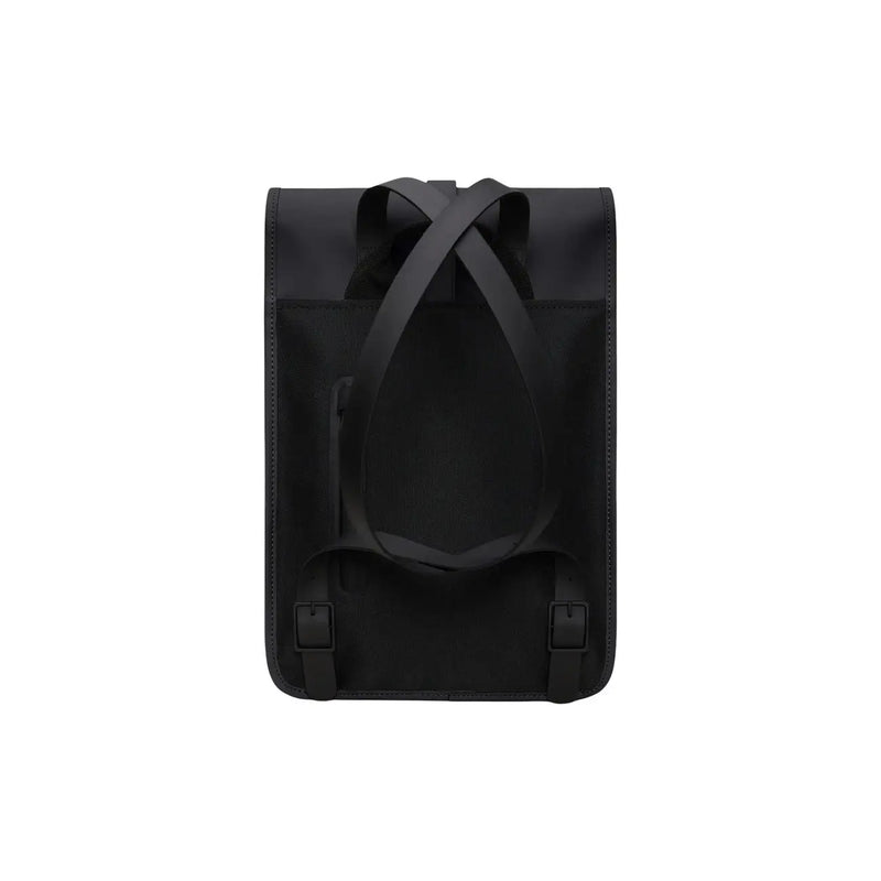 Rains Unisex-Rucksack Mini, schwarz, wasserdicht, mit elegantem, mattem Stoff und verstellbaren Schultergurten, Ansicht von der Rückseite