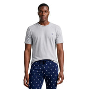 Ralph Lauren mens grey cotton short sleeve crew sleep top with navy blue embroidered polo player logo on left chest