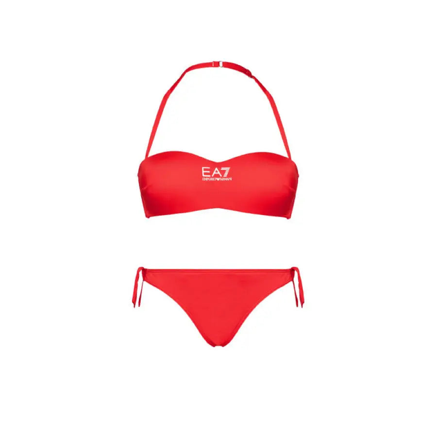 
                      
                        Ea7 women wearing red Ea7 beachwear bikini with logo
                      
                    