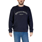 Marineblaues Refrigiwear Herren-Sweatshirt aus Baumwolle mit Rundhalsausschnitt und weißem, gesticktem Logo auf der Brust