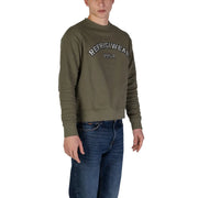 Olivgrünes Baumwoll-Sweatshirt mit Rundhalsausschnitt für Herren mit der Aufschrift „refrigerwear 1954“ in Schwarz und Weiß auf der Brust
