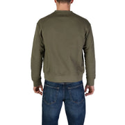 Olivgrünes Refrigiwear Herren-Sweatshirt aus Baumwolle mit Rundhalsausschnitt, gerippten Bündchen und Saum für einen lässigen Look