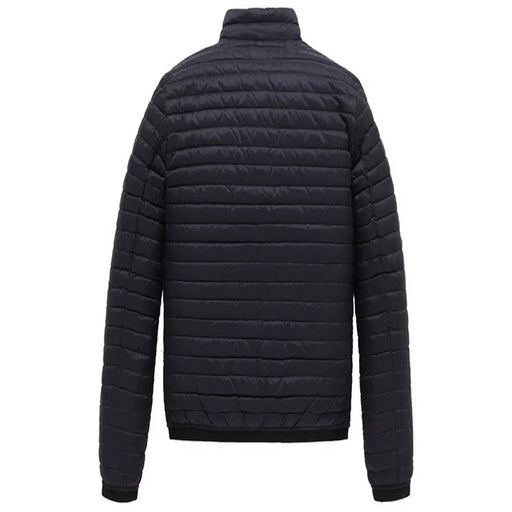 Schwarze Steppjacke mit hohem Kragen und horizontalen Ziernähten, Modell Refrigiwear Herrenjacke, blau, durchgehender Reißverschluss, Rollkragen, Artikelnummer B44584