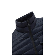Refrigiwear Herrenjacke, blau, durchgehender Reißverschluss, Rollkragen, mit dunkelblauer Steppweste, hohem Kragen und schwarzem Reißverschluss