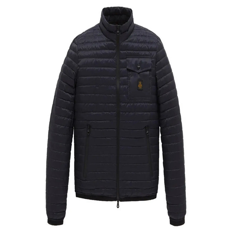 Schwarze Steppjacke mit hohem Kragen, Frontreißverschluss und Seitentaschen von Refrigiwear Herrenjacke Blau B44584