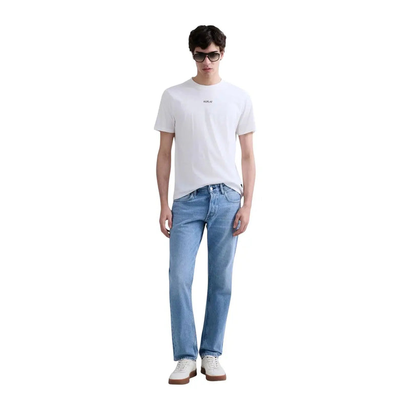 Replay Jeans, weiße Baumwolle t-shirt Grover für Herren mit kleinem schwarzen Logo auf der Brust, Vorderansicht