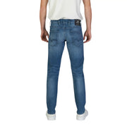 Replay Jeans M914 für Herren aus blauem Denim mit schmaler Passform und rotem Pfeil-Label (Rückansicht)