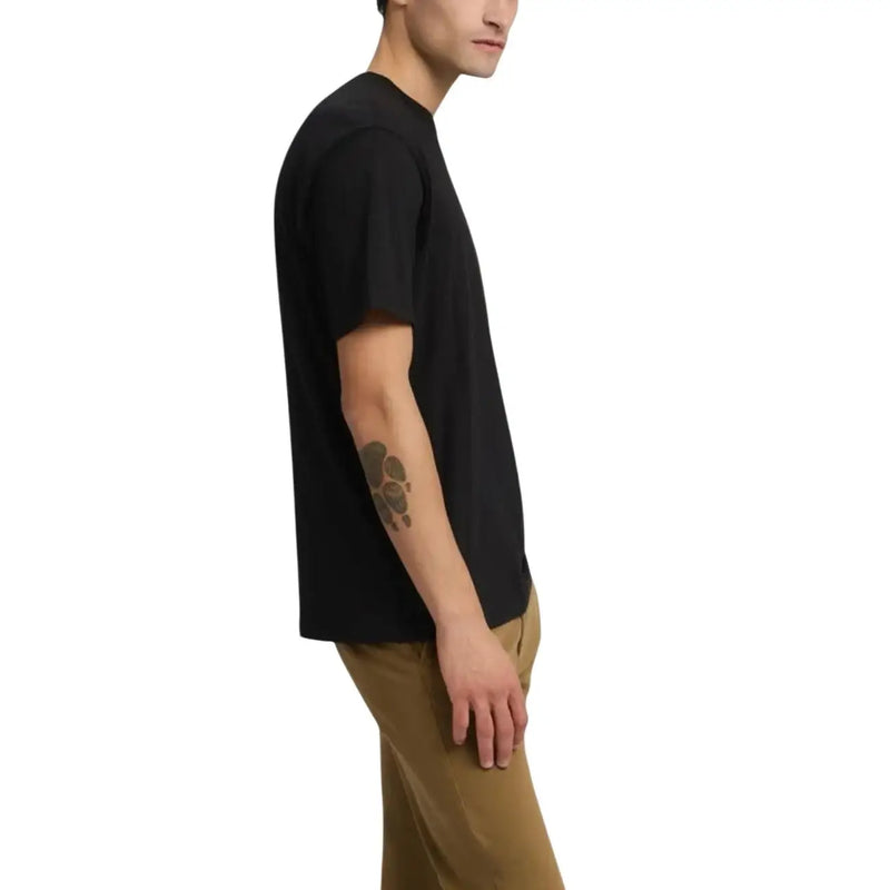 Replay men t-shirt black short-sleeved crew neck cotton casual wear shown from the back side