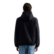 Replay Herrenblazer, schwarze Kapuzenjacke aus Polyester mit elegantem, minimalistischem Design und elastischen Bündchen, von der Rückseite gesehen