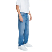 Replay men blue jeans fall winter m9z1 light-wash denim with relaxed straight-leg cut in blue color