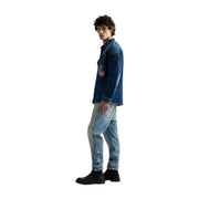 Replay Herren-Jeansblazer aus dunkelblauer Baumwolle mit Aufnähern auf Brust und Ärmeln für einen klassischen Stil