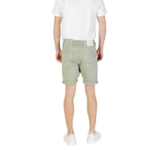 Replay men green light green denim shorts with rolled cuffs and white belt loop tab from spring summer collection