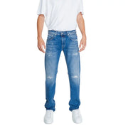 Replay Herrenjeans, blau, schlicht, mit Reißverschluss und Knopf, Used-Look, klassisches Five-Pocket-Design und verwaschener Optik, Größe 32