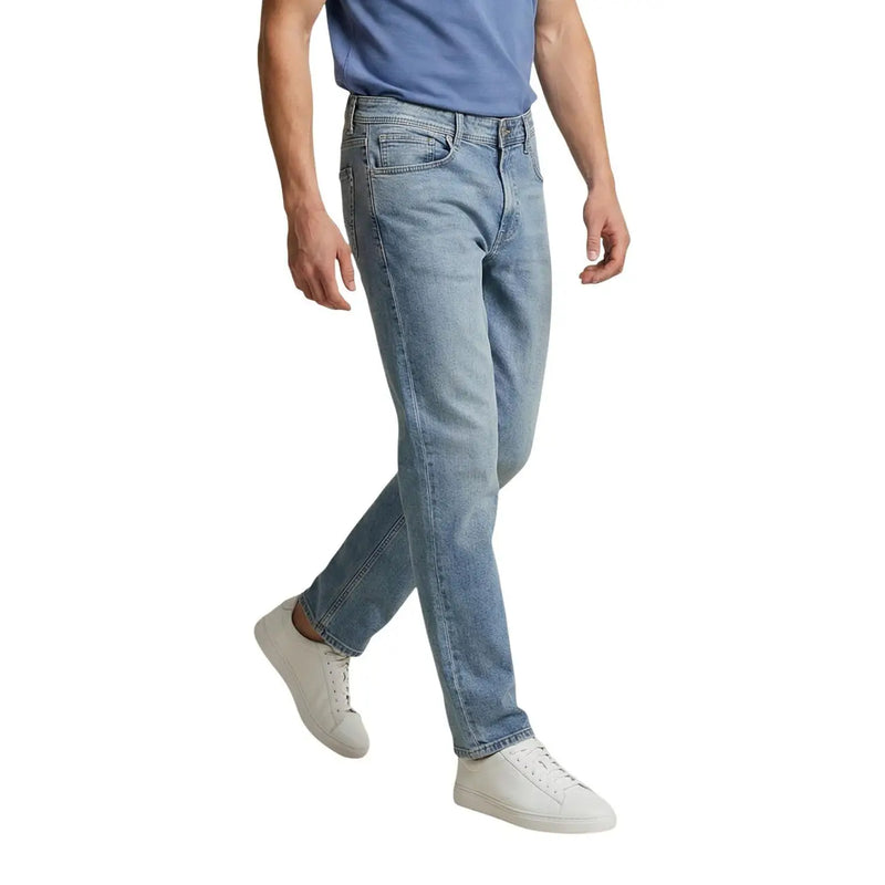 Replay men jeans light blue regular slim cotton stretch with light-wash denim and classic five-pocket straight-leg design