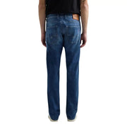 Replay Herren-Jeans mit geradem Bein aus blauem Baumwoll-Stretch-Denim in einem dunklen Blau mit dezenter Waschung an den Oberschenkeln
