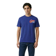 Replay Herren-T-Shirt aus königsblauer Baumwolle mit farbenfrohem Cubbon Premium-Logo auf der linken Brust, kurzem Rundhalsausschnitt