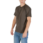 Replay Herren olivgrüne Baumwolle t-shirt mit klassischem Rundhalsausschnitt und kurzen Ärmeln für lässige Kleidung