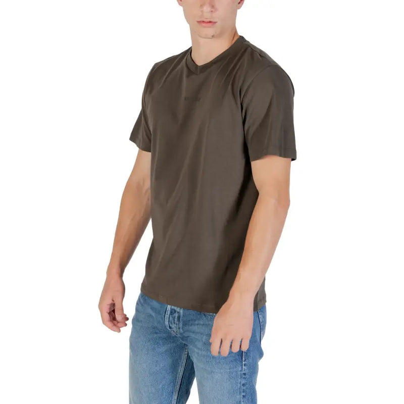 Replay Herren olivgrüne Baumwolle t-shirt mit klassischem Rundhalsausschnitt und kurzen Ärmeln für lässige Kleidung