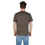 Wiederholungsmänner t-shirt aus olivgrünem Baumwollstoff mit schlichtem Rundhalsausschnitt und kurzen Ärmeln für lässige Kleidung