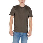 Wiederholungsmänner t-shirt Olivgrünes, kurzärmeliges T-Shirt mit Rundhalsausschnitt und dezentem, gesticktem Logo auf der linken Brust.